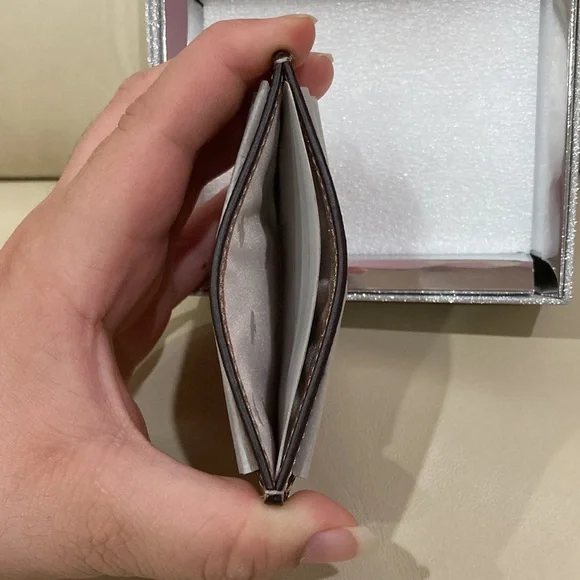 NWT Kate Spade Rose Gold Sparkle Glitter Tinsel Boxed Small Card Holder Wallet - Picture 8 of 16